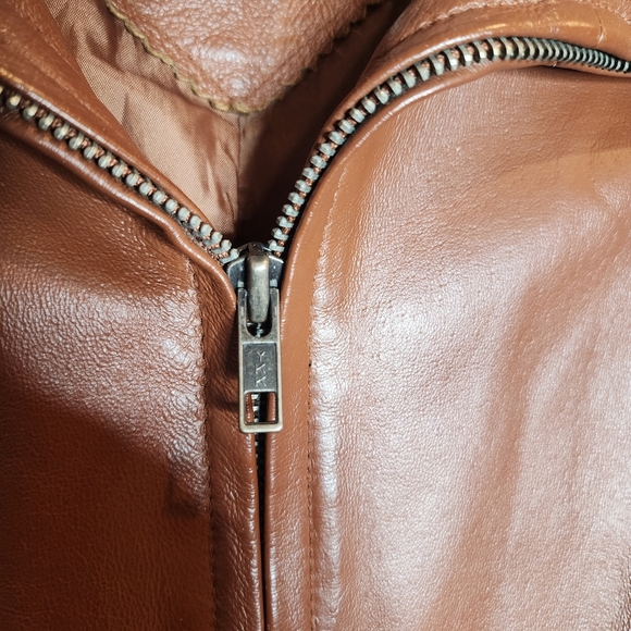 Roaman's 100% Leather Brown Zip Jacket Size 14W - Picture 5 of 16